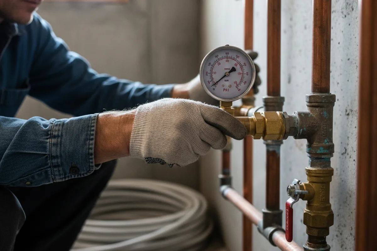 Pressure testing a repaired line during Water Line Repair in Blakely